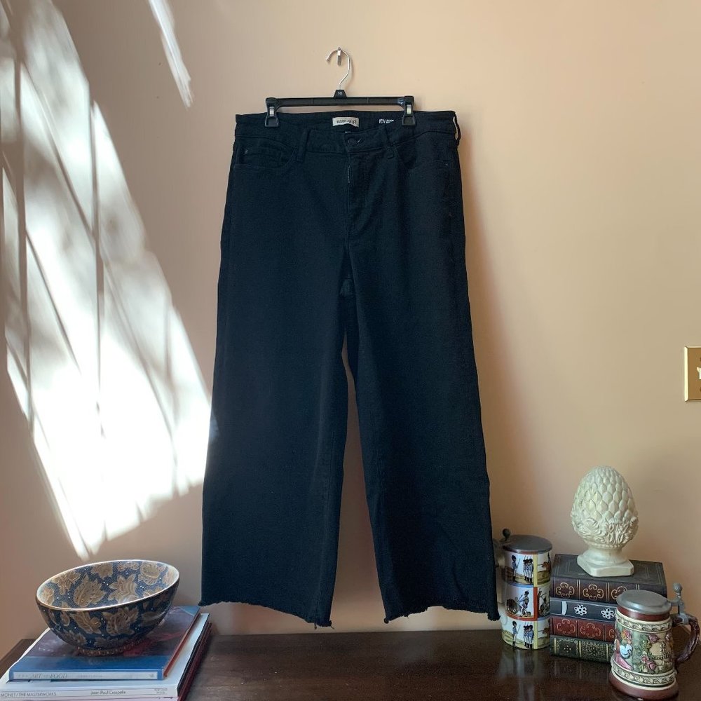 Black Warp + Weft wide-leg cropped jeans, 18 NEW